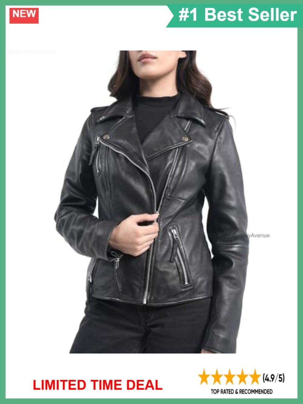 Lambskin Leather Motorcycle Jacket Asymmetric Cropped Moto Biker